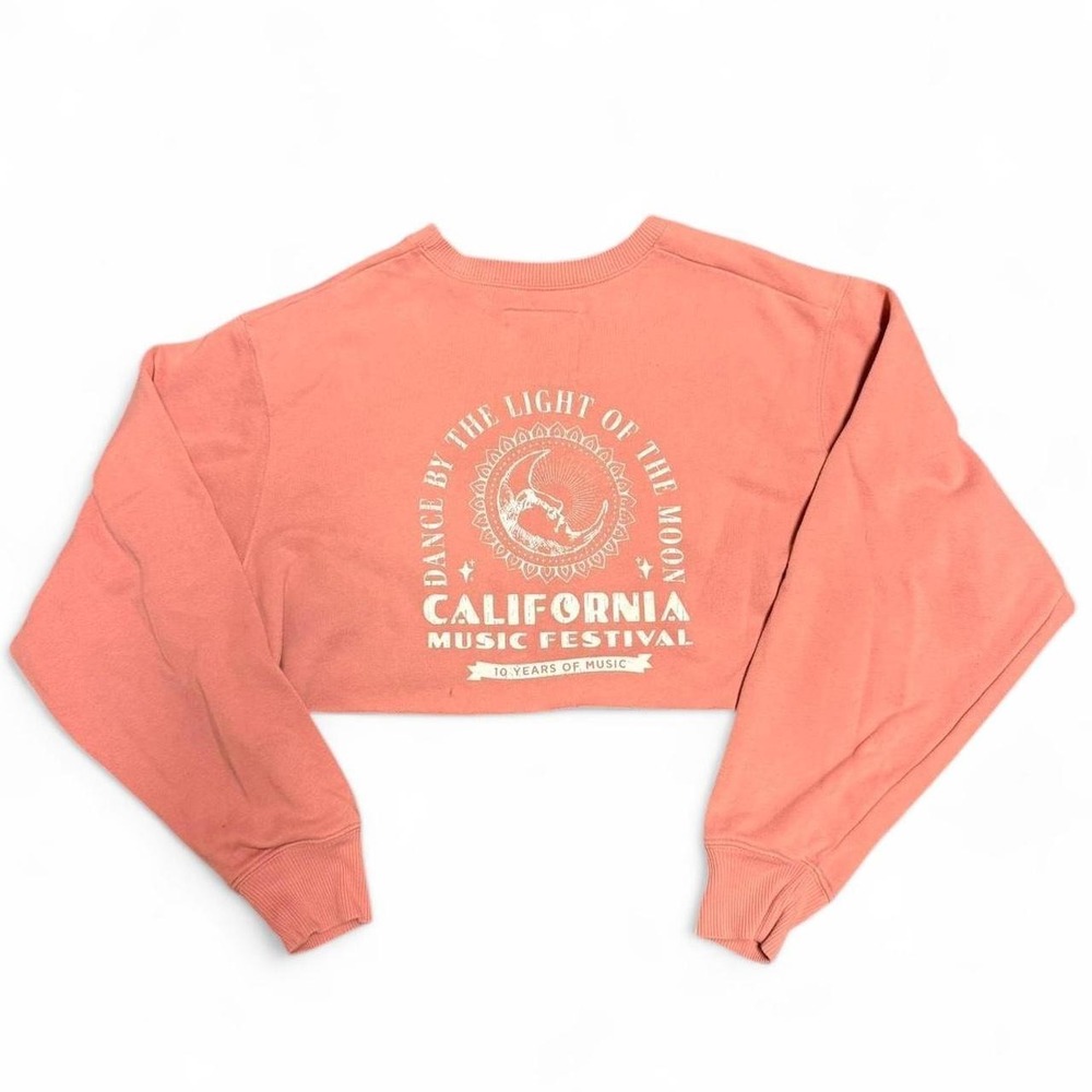 Festival Cropped Sweatshirt Hollister California Peach Graphic Crewneck Small